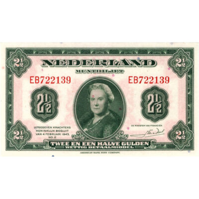 2 1/2 gulden 1943 Muntbiljet PMG 67 EPQ