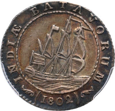 1/2 scheepjesgulden Nederlands Indië 1802 PCGS MS 62