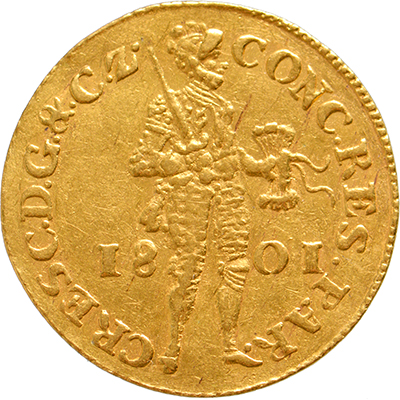 Gouden dukaat Gelderland 1801 ZFr+