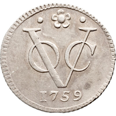 1/2 duit Holland VOC 1759 IN ZILVER