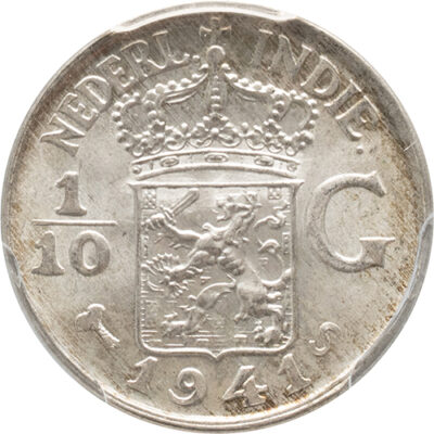 1/10 gulden Nederlands Indië 1941S PCGS MS 65