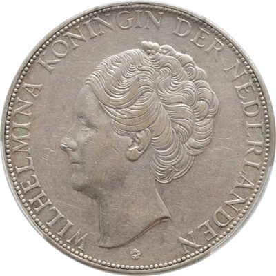 2 1/2 gulden 1932 Wilhelmina GROF HAAR PCGS XF 45