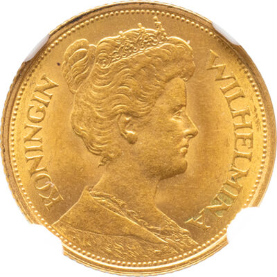 5 gulden goud 1912 Wilhelmina NGC MS 63