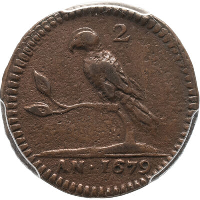 2 Papegaaienduit 1679 Suriname PCGS XF45