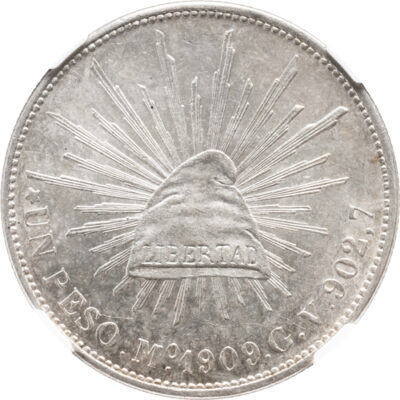 1 peso Mexico 1909 NGC MS 62