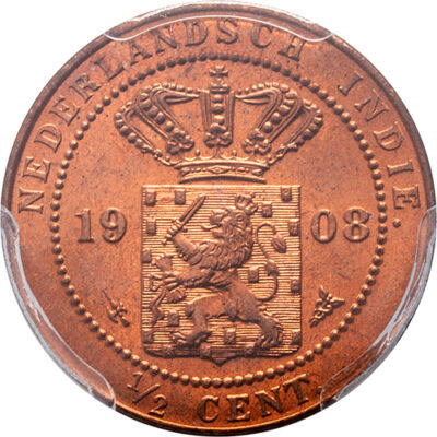 1/2 cent Nederlands Indië 1908 NGC MS 67 RD