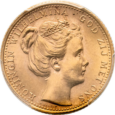 10 gulden goud 1898 Wilhelmina PCGS MS 63