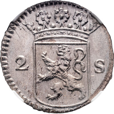 Dubbele wapenstuiver Holland 1724 – Akerendam NGC MS 64
