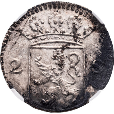 Dubbele wapenstuiver Holland 1724 – Akerendam NGC Shipwreck graded
